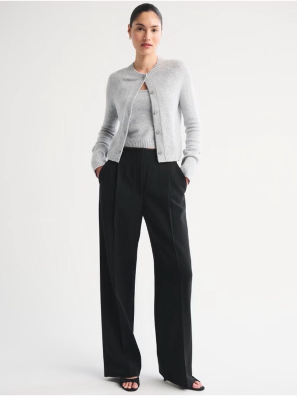 Abercrombie & Fitch Black Wide-Leg Trousers